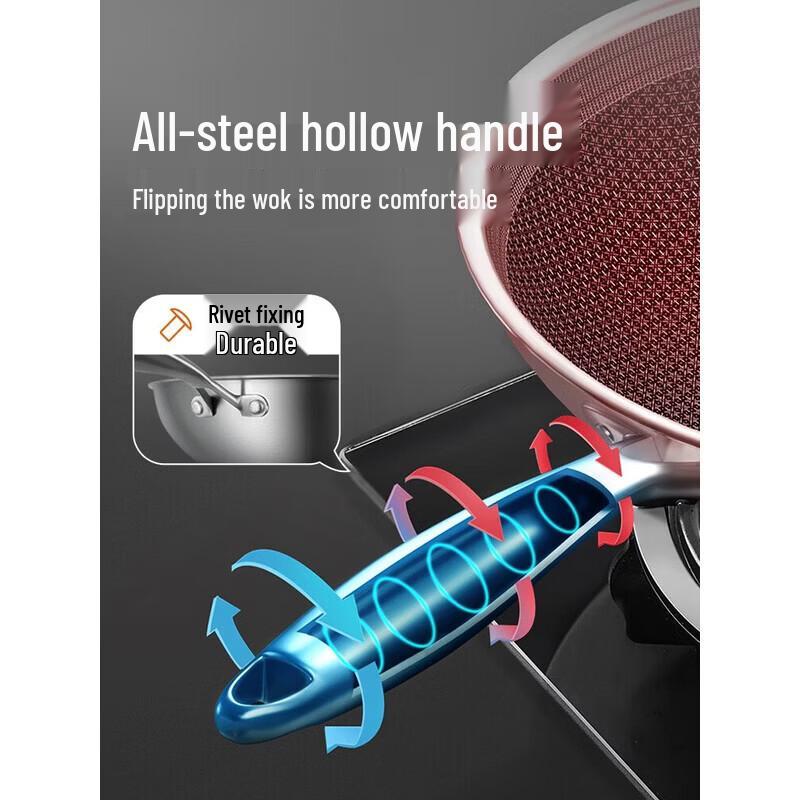 Chui Da Huang 34cm 304 Stainless Steel Non-stick Wok