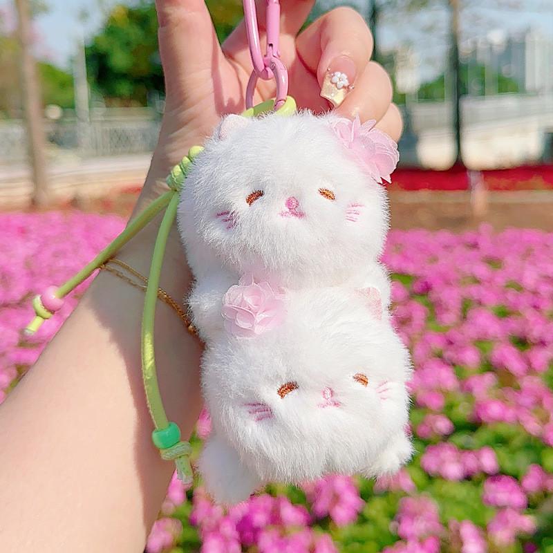 Sakura Cat Season Bear Rabbit Plush Animal Keychain Pendant Decoration Gift