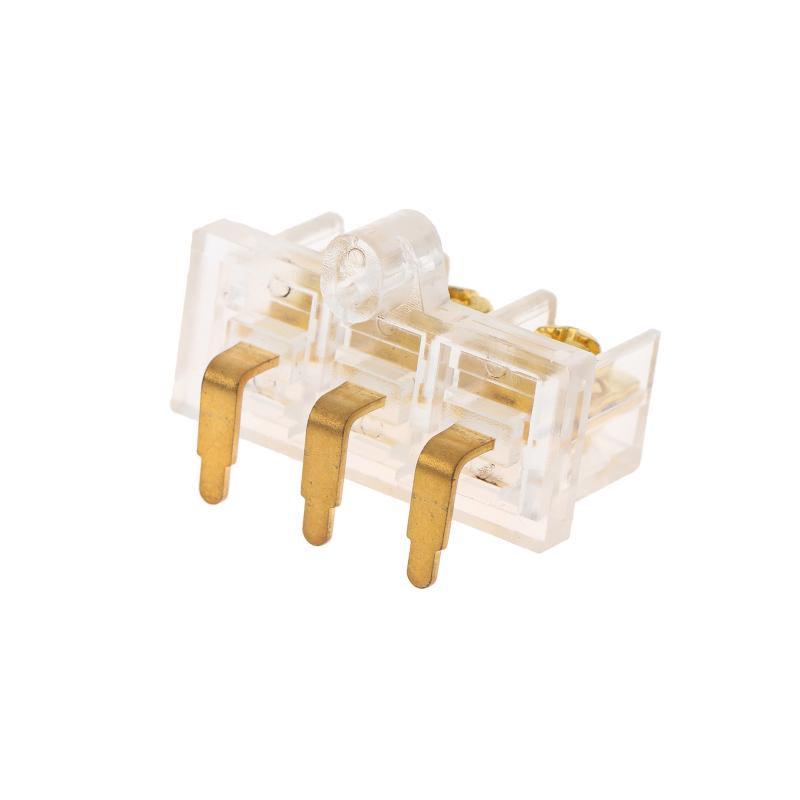 3P Transparent Gold-Plated Terminal Block Shock Resistant 3-Pole Wire Clamp for Elevator Electrical System Repair Factory Equipment Wiring