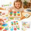 Wooden Flower Matching Puzzle Board for Toddlers, Color and Thinking Skills Early Learning Toy