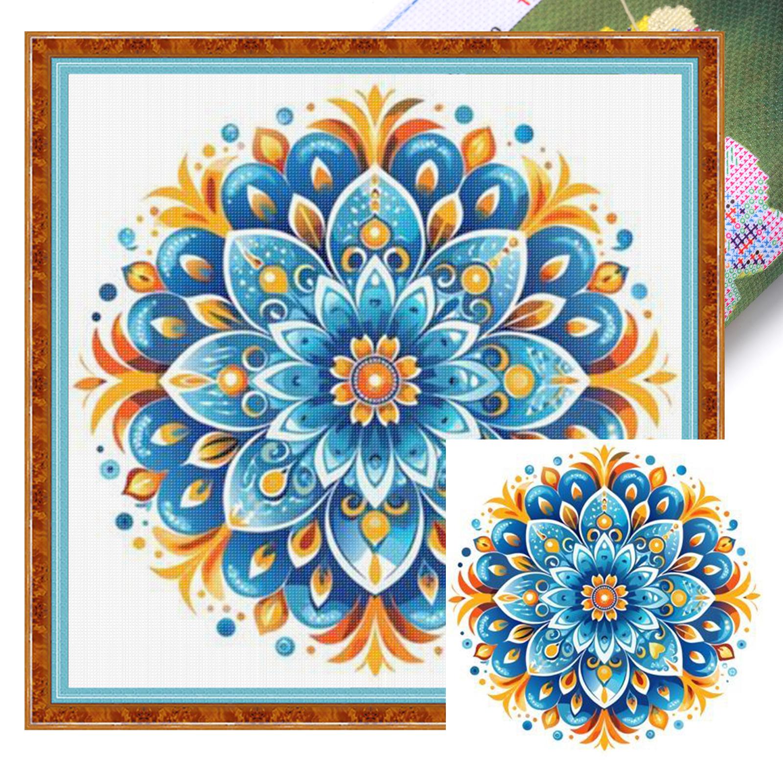 

Mandala Full 11CT DIY Stamped Cross Stitch Kits 40x40cm Cross Stitch Art and Crafts Kits for Beginners Adults Home Decor