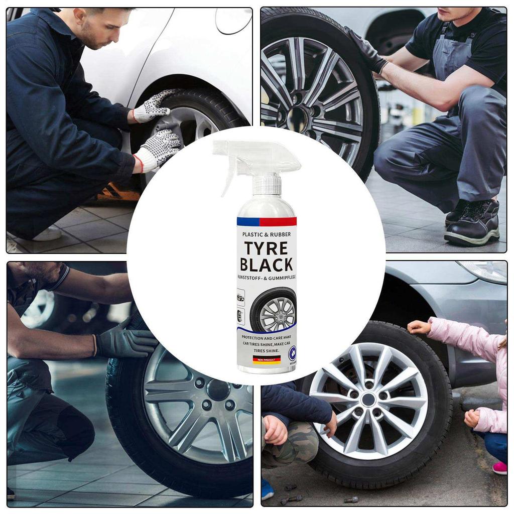 500ml Tire Shine & Protectant Spray Anti-Aging Rubber Conditioner Waterproof Dressing for Car Tires Plastic Trim UV Protection