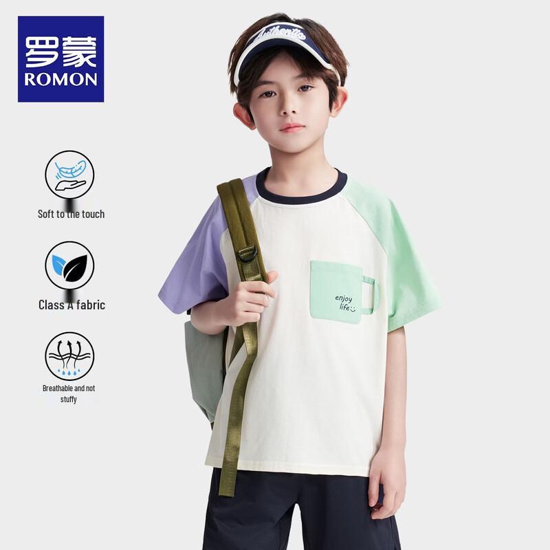 Luomeng Boys  Color Block Short Sleeve T-Shirt 130