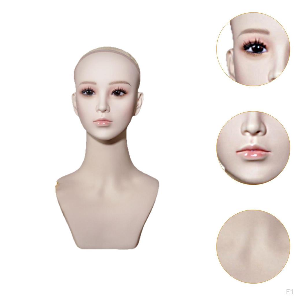 Weiblicher Schaufensterpuppenkopf, Ausstellungsständer, Huthalter, Realistischer Mannequinkopf mit Make-up für