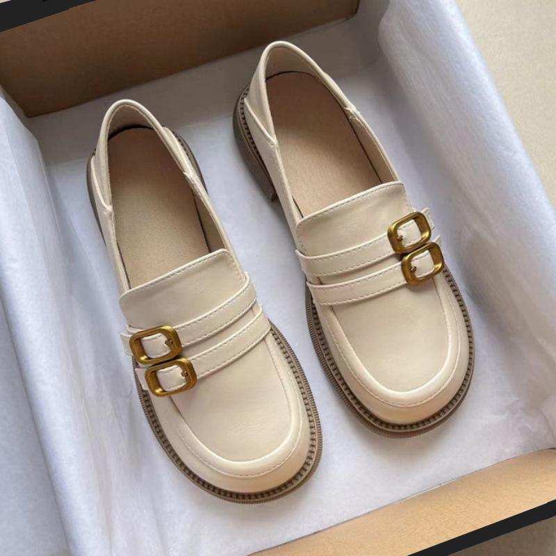 Real Soft Leather British Style Small Leather Shoes Women's 2025 New Lazy One-pedal Loafers Fashion Korean Version Jk Shoes