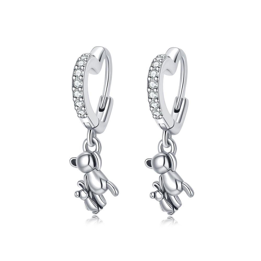 Original 925 Silver Hoop Earrings Crystal Love Heart Star Drop Earring Pendant Earings For Women Gift Luxury Jewelry