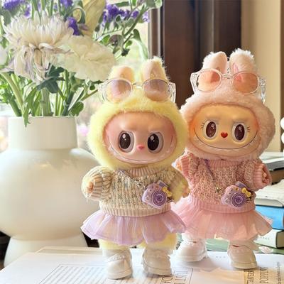 For 17cm Labubu Doll Clothes Fashion Clothes Dresses Doll Clothes Color Match Sweater Dolls Accessories Cute Decoration Little Clothes