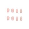 24pcs Wearing Crescent White French Edge Rhinestone Transparent Manicure Fake Nails 10ml