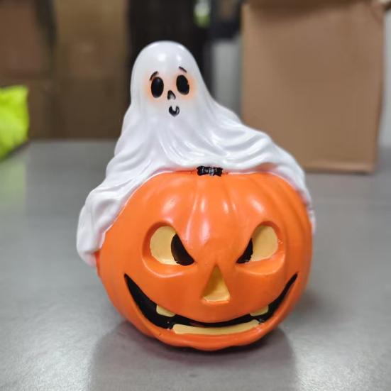 Halloweenská dýně duch figurka pryskyřice strašidelná kreslená socha ducha socha domácí kancelář stolní knihovna sváteční párty dekorace ozdoba
