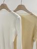 Chic Sheer Knit Top for Women – Long Sleeve, Half Neck, Ribbed Slim Fit, Office, Casual, Date Wear