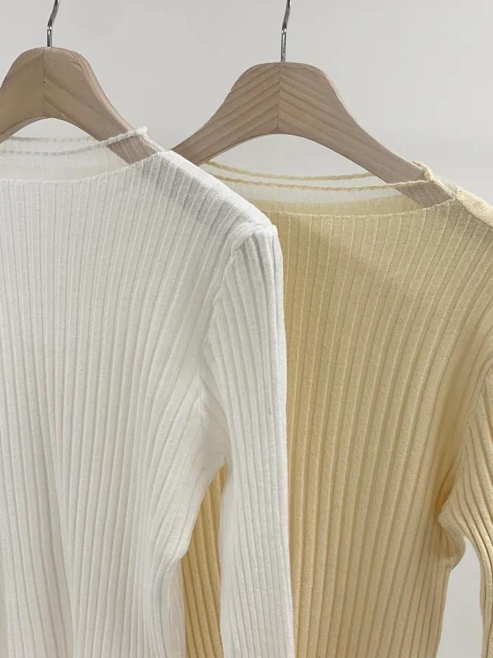 Chic Sheer Knit Top for Women – Long Sleeve, Half Neck, Ribbed Slim Fit, Office, Casual, Date Wear