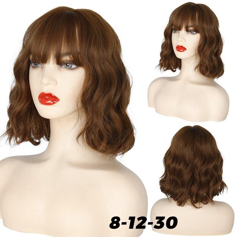 XINRAN Sentetik Saç 7 Renk Kısa Su Dalgası Peruk Kadınlar Için Isıya Dayanıklı Fiber Günlük Tam Yanlış Saç