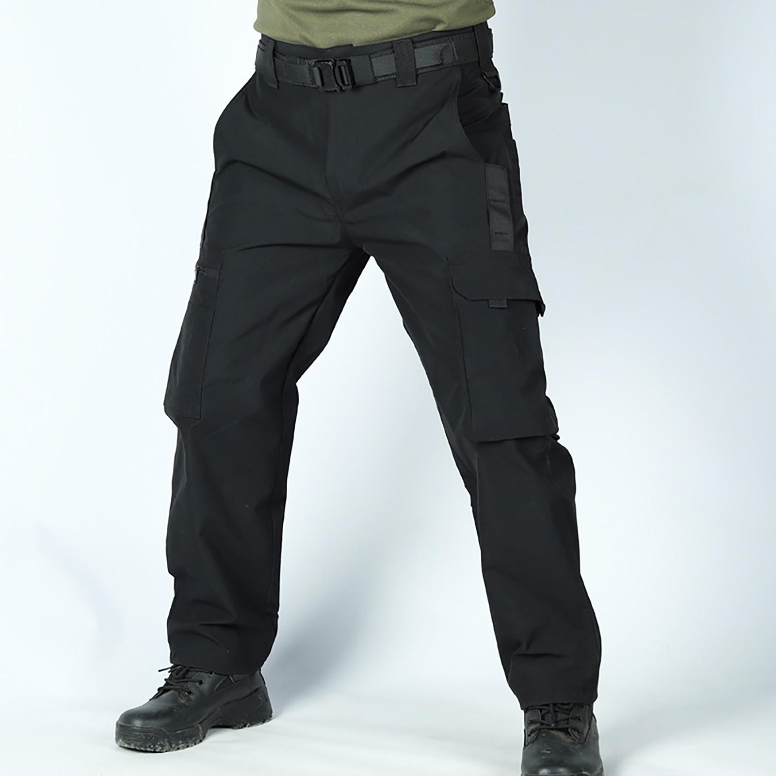 

Мужские комбинезоны, повседневные брюки с несколькими карманами и завязками, походные брюки, хлопковые саржевые брюки M чёрный
