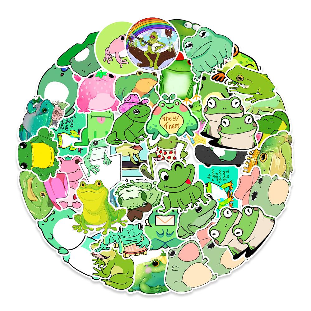 50 Frog Cartoon Graffiti Stickers Car Suitcase Helmet Skateboard Decoration Stickers