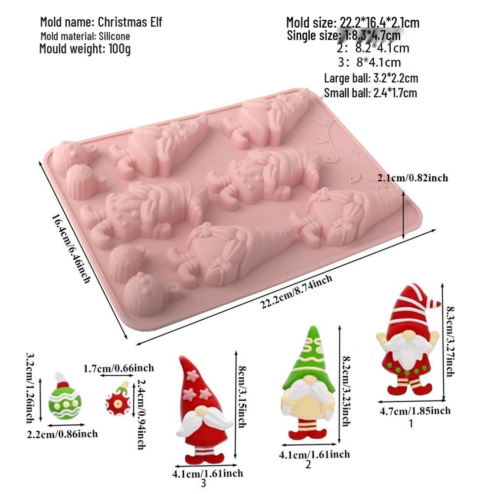 Shenhong Christmas Silicone Mold: 6-Cavity Tree & Santa Decorations for Mousse Cake and Chocolate Baking