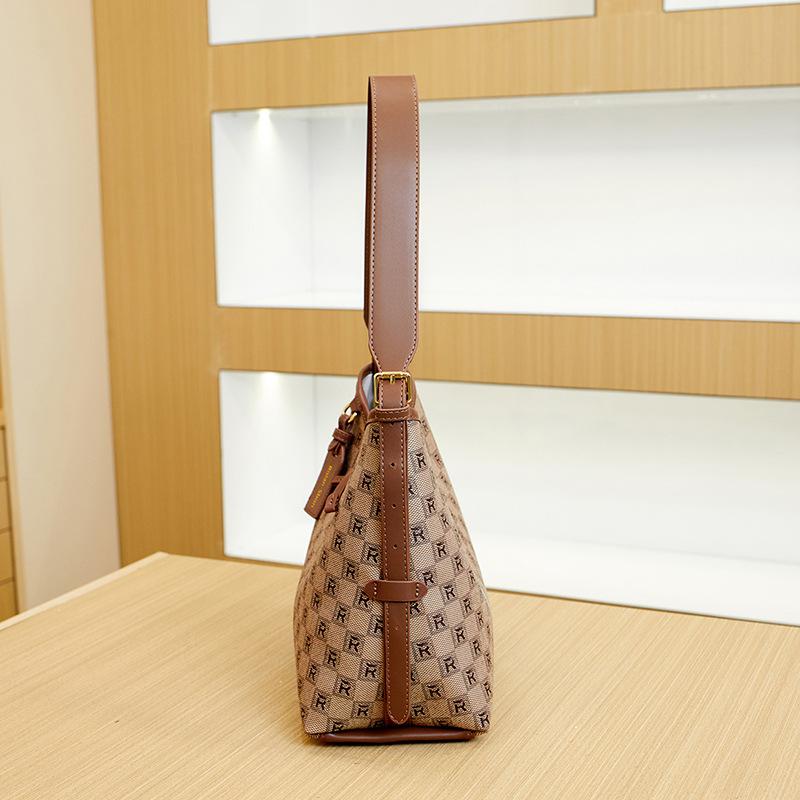 Retro Printed Tote Bag for Women's Commuting, Large-capacity Fashionable Single-shoulder Crossbody Bag