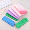 New Stylish Holes Silicone Pencil Case Zipper Soft Pencil Pouch Lightweight Waterproof Stationery Storage Bag Classroom