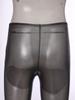 Womens Metallic Shiny Semi Transparent Capri Pants Elastic High Waist Tights Cover Up Pants