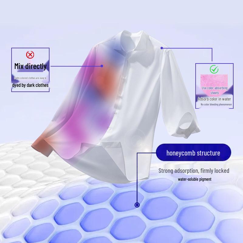 Color-Locking Anti-Bleeding Laundry Sheets: Non-Staining, Color-Absorbing, Perfect for Mixed Loads.