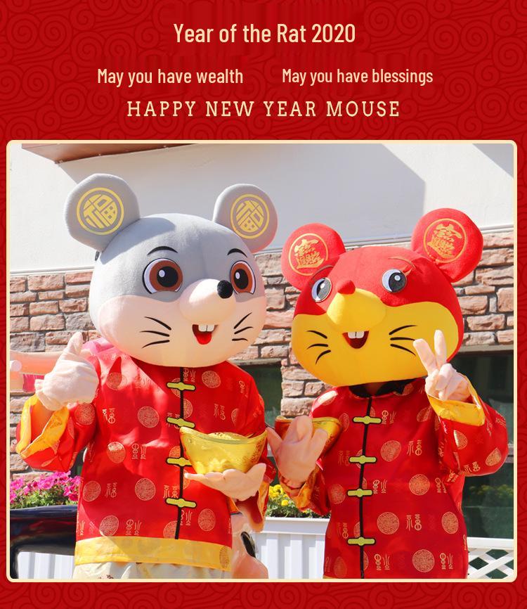 Zodiac Șobolan Zeul Bogăției Costum Mascotă pentru Anul Șobolanului - Adult Desen Animat Performanță Cosplay