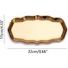 2 Pack Oval Golden Tray, 9 Inch Long Decorative Metal Tray with Curved Lip and Irregular Lacy Edge, Gold Brass Serving Platter Vanity Jewelry Tray