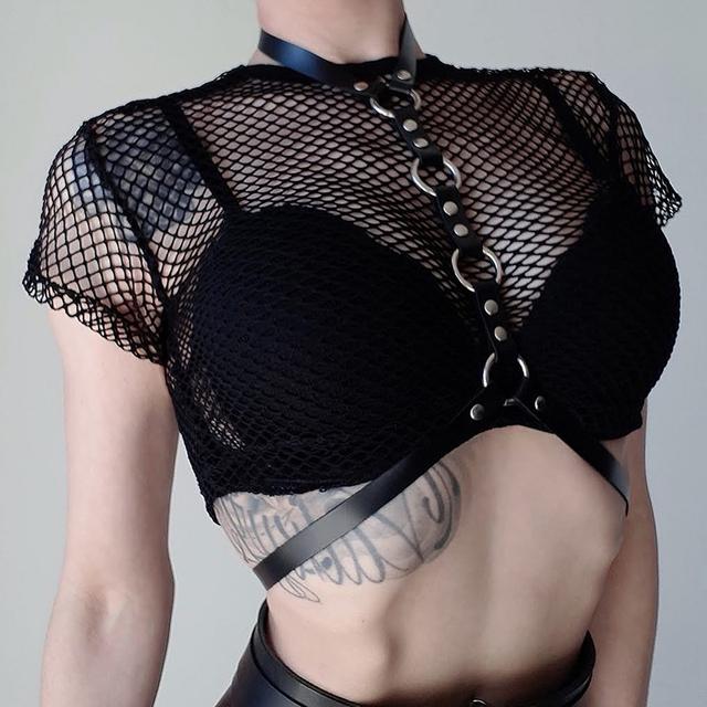 Dámský gotický postroj kožené spodní prádlo pásek na meč bondage hrudní postroj BDSM podvazkový pás nastavitelné gotické oblečení dospělé doplňky