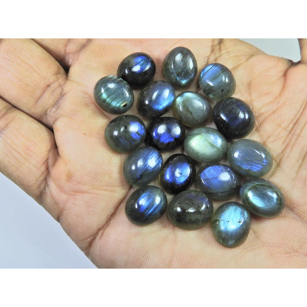 10X12MM Natural Labradorite Blue Fire Oval Cabochon Loose Gemstone 18Pcs Lot C-1061