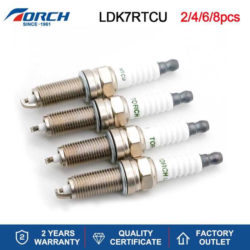2-8PCS Spark Plugs TORCH LDK7RTCU with U-shaped Groove Replace for Candles 1643/LKR7E 90724/LKR7D-DE 5847/LKR7B-9 BERU Z308