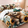 3pcs Highland Cow Pattern Duvet Cover Set Fabric With Digital Animal Print 1 Duvet Cover And 2 Pillowcases (No Quilt)