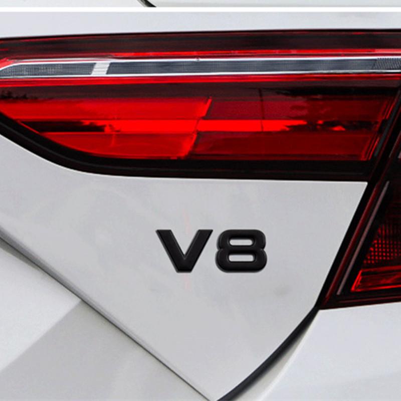 Auto Metal Alloy 3D V8 Logo Engine Displacement Trunk Rear Car Badge Decal Chrome For V8 Side Wing Emblem Sticker Car Styling