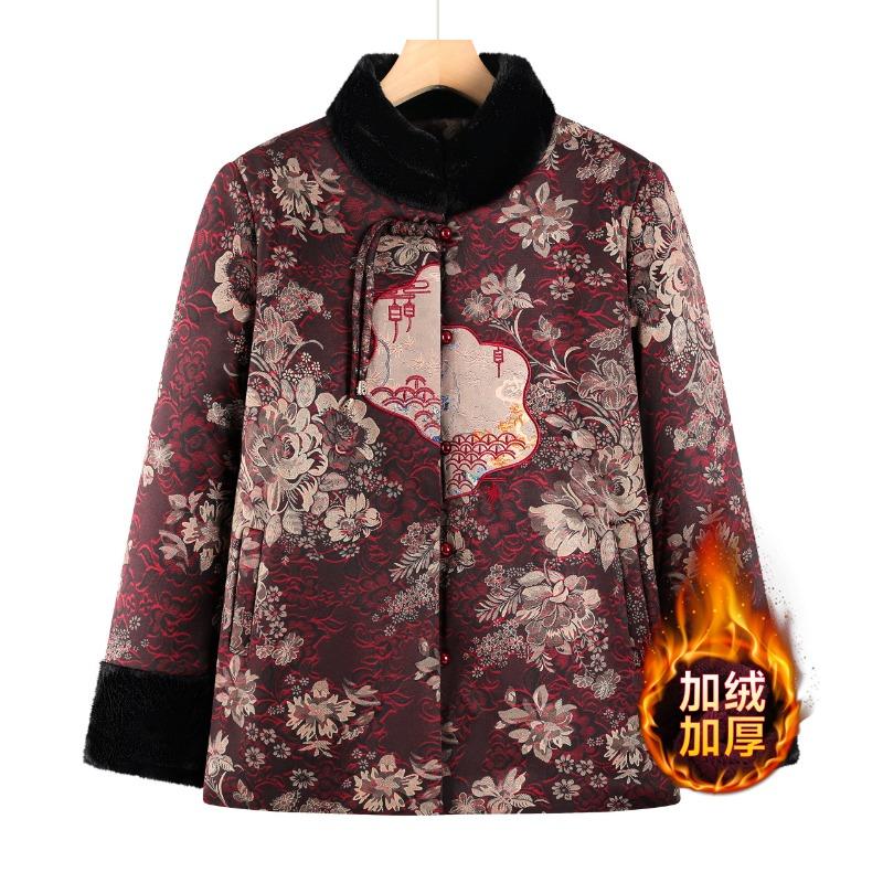 Winter padded jacket velvet padded jacket old lady jacket thickened padded jacket to keep warm