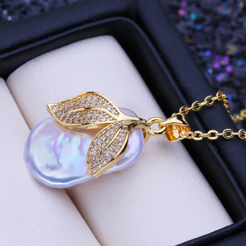 LSOOYH Přírodní sladkovodní velký barokní perlový přívěsek klasické přívěskové náhrdelníky pro ženy dárek k narozeninám dívky