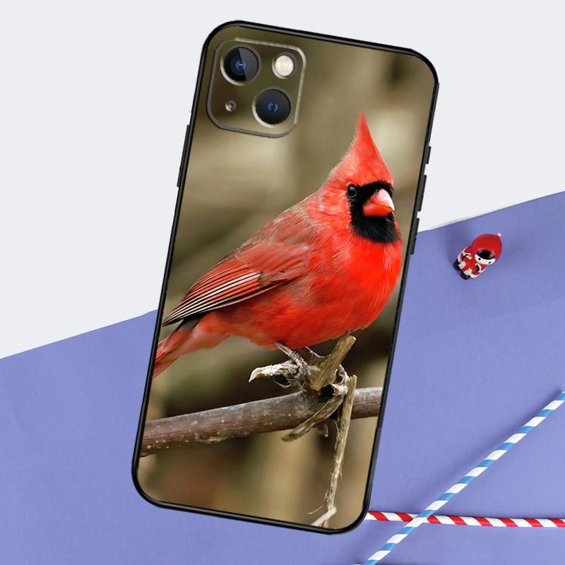 Cardinal Red Bird Phone Case For iPhone 16 Pro Max 11 13 14 15 Pro Max 12 Mini XR 16 15 Plus 16e Back Cover