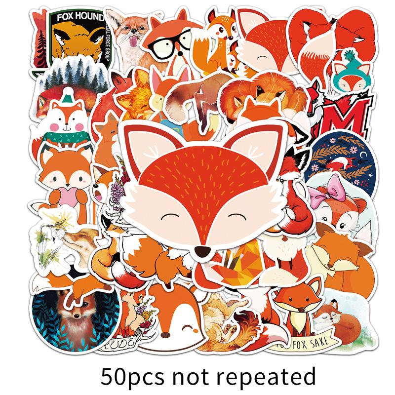 

50 шт., наклейки с героями мультфильмов «Хитрый лис», Vtuber, наклейки для багажа, наклейки на кружку, украшения для ноутбука, наклейки