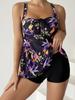 Set Tankini con Coulisse 2024 Costume da Bagno Due Pezzi Corto Donna Stampato Floreale Costumi da Bagno Costume da Bagno Femminile Abbigliamento da Spiaggia Nuoto Estate