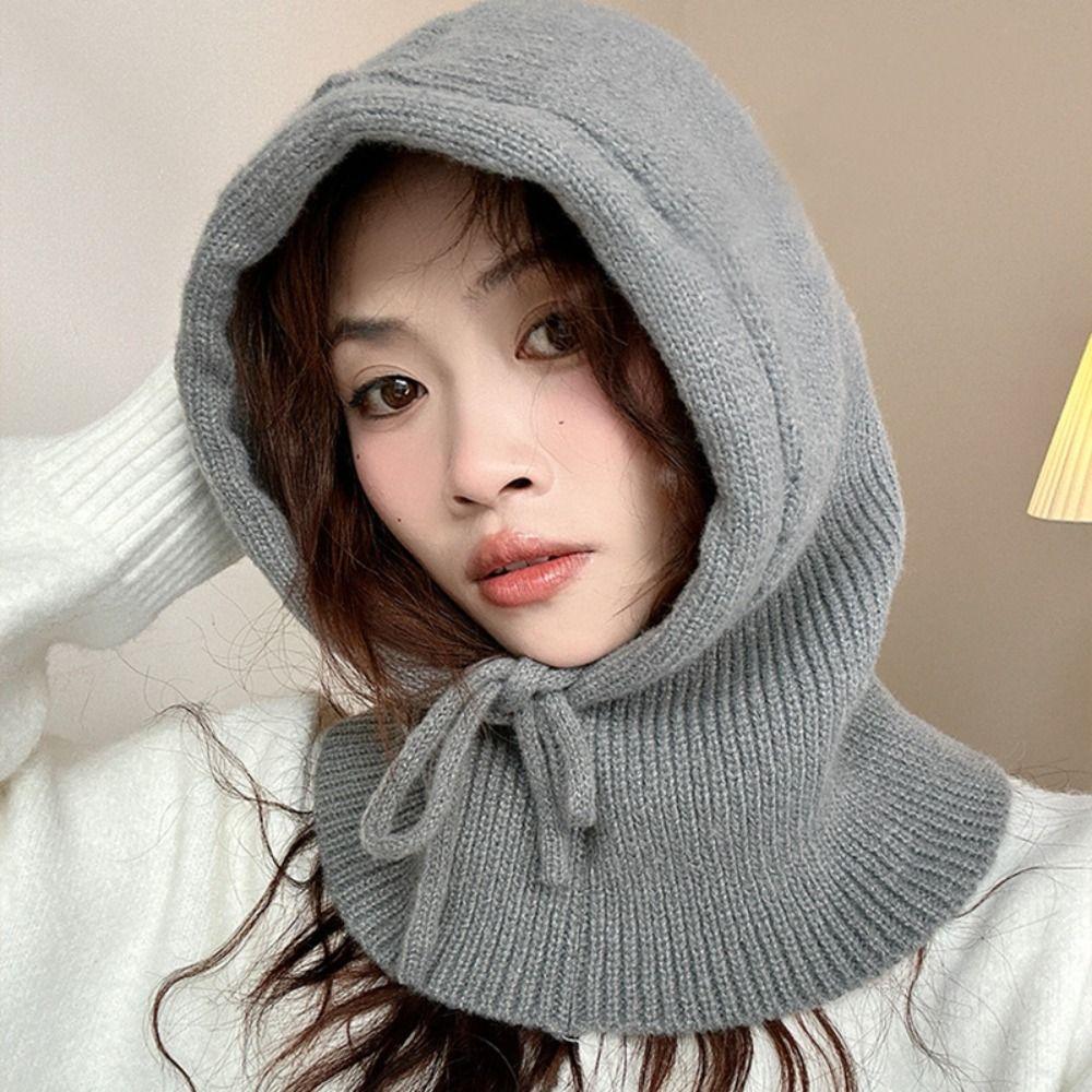 Windproof Knitted Balaclava Hat Woolen Pullover Cap Fashion Neck Collar Beanies Cap  Male/Female