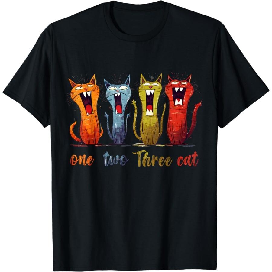 

SHAAMOU One Two Three Cat Funny Colorful Cat for Men Women and Kids T-Shirt (XX-Large, Black) S разноцветный
