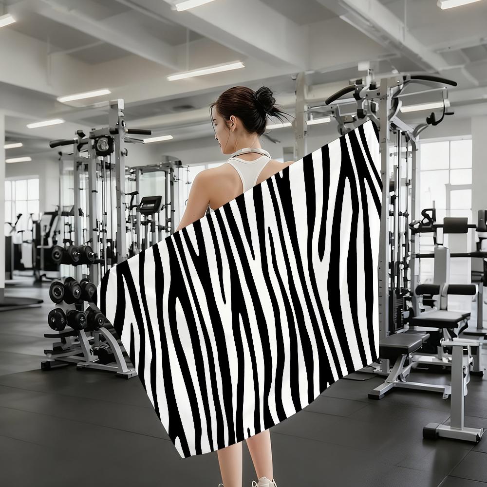 Zwart Witte Print Zebra Handdoek Douche Sauna Reizen Spa Sneldrogend Sportschool Accessoires Zacht Grote Strandhanddoeken