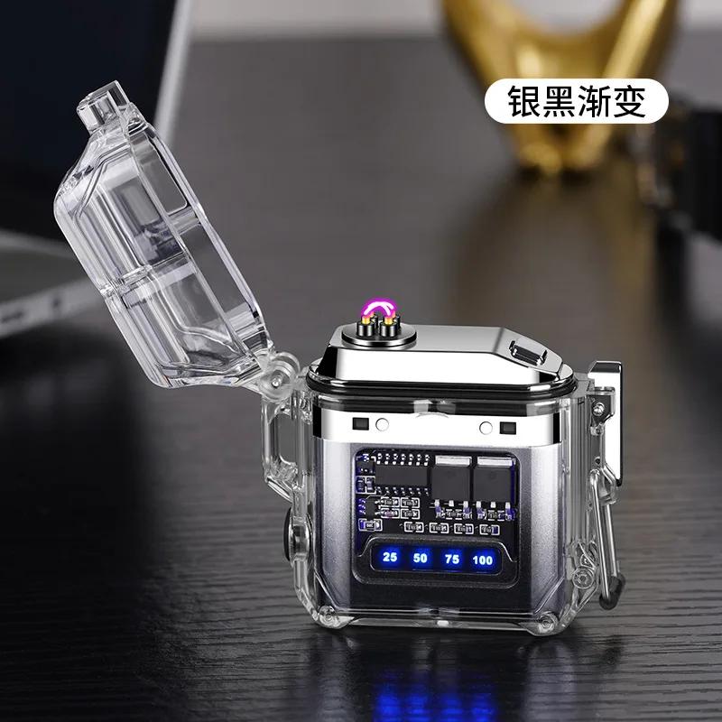 New Transparent Shell Waterproof and Windproof Ignition Flashlight TYPE-C Fast Charging COB Lighting Outdoor Camping Gift