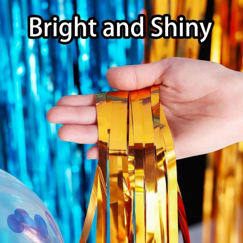 6Pcs Rainbow Photo Backdrop Hanging Streamers For Festival Event And Celebration Foils Fringes Tinsel Curtains