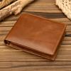 Trifold Men's Leather Wallet Genuine Leather Male Short Purse Real Cowhide Man Leather Wallets 3 Folds Card Holder Coin Purse