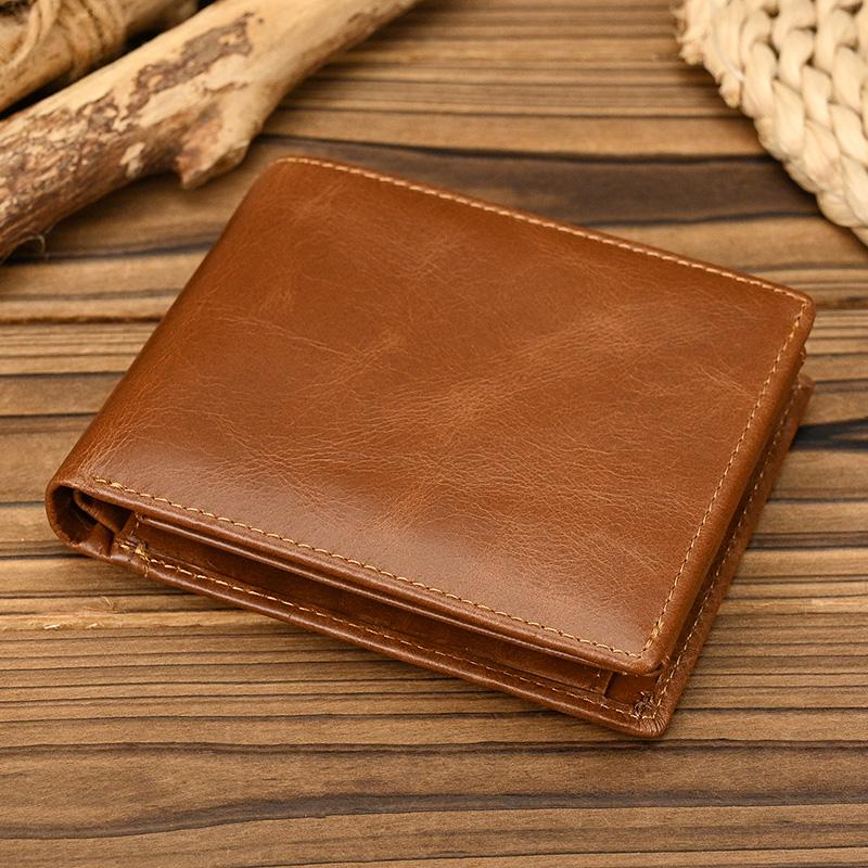 Trifold Men's Leather Wallet Genuine Leather Male Short Purse Real Cowhide Man Leather Wallets 3 Folds Card Holder Coin Purse