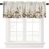 Boho Mushroom Valance Curtains for Window, White Cartoon Vintage Rustic Plant Leaf Flower Kitchen Valances Short Panel Blackout Treatment Drapes for