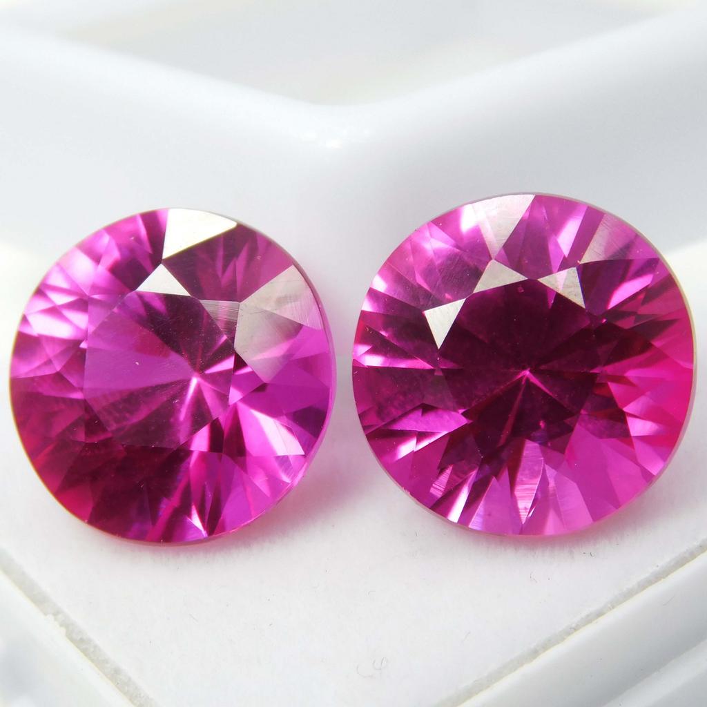 Natürliche, rosafarbene Saphire im Rundschliff, 17,50 ct, zertifiziertes Paar loser Edelsteine