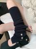 Autumn And Winter Solid Color Snow Boots Button Socks Retro American Stacking Leg Cover Knitted Opening Jk Splicing Medium Tube Socks
