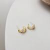 Korean Retro C-Shaped Stud Earrings with Cat's Eye Stone - Trendy, Elegant, and Simple Design for Women