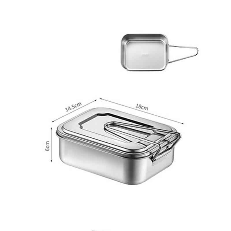 

304 Прямоугольный ланч-бокс из нержавеющей стали Японский ланч-бокс с ручкой для студентов серебряный
