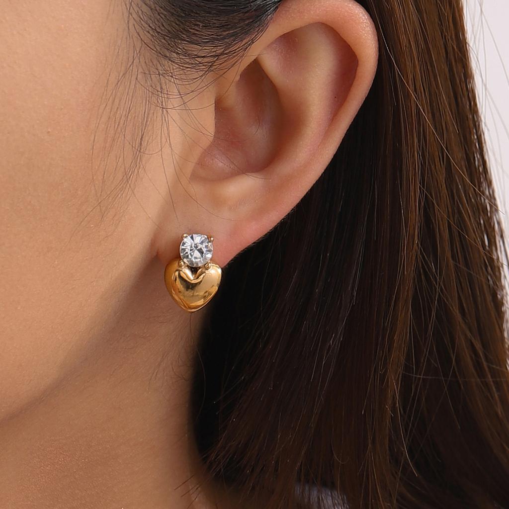 Uworld Classic Heart Shape Earring With Zircon Decoration Jewelry For Women 18K Gold Plated Stainless Steel Earrings Gifts 2026