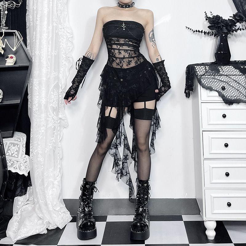 Dark Style Summer 2024 New Arrival Vest Cross-Border Fashion Wind Sexy Sexy See-through Lace Stitching Coat Women