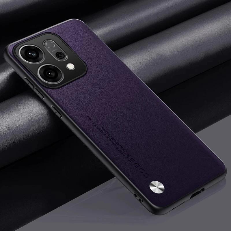 For Reno 14 Pro 5G Reno14 Plain PU Leather Phone Case For OPPO Reno 14Pro Matte Cover Silicone Shockproof Soft Edge Back Cover
